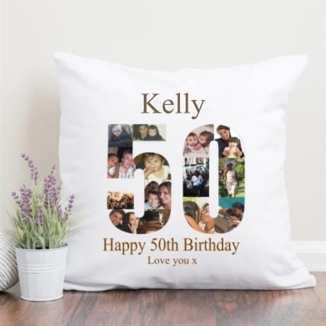 50 Birthday Photo Collage Cushion