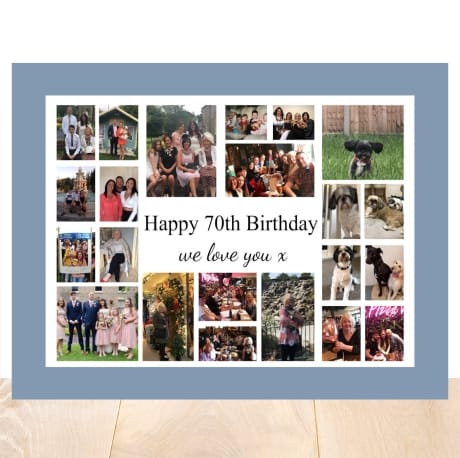 A3 Mounted 22 Photo Collage 70th Birthday