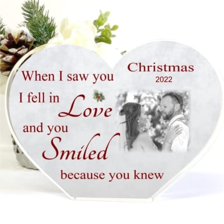 Christmas Personalised Acrylic Heart Photo Block - Love 