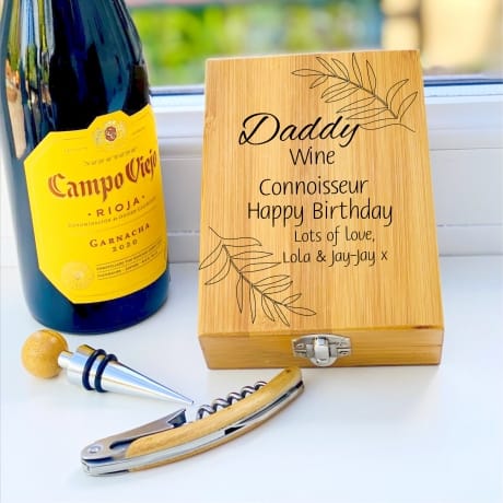 Personalised Wooden Wine Cork Gift Set Design 1