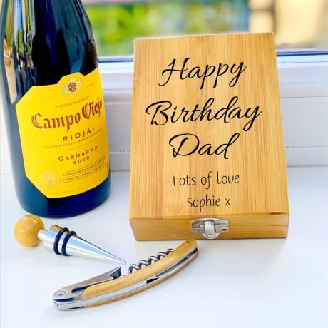 Personalised Wooden Wine Cork Gift Set Design 3