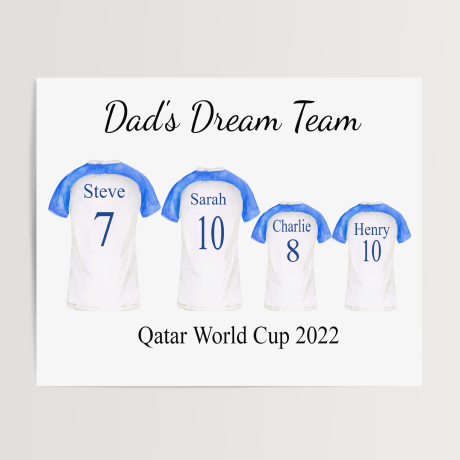 Personalised Dream Team Print - 4 shirts 