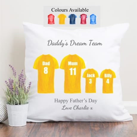 Personalised Family of 4 Football Team cushion