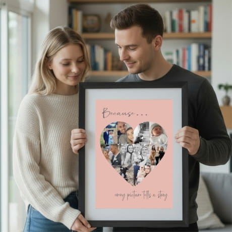A3 Black frame - Heart collage