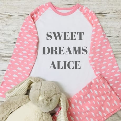 Personalised Children's Pyjamas - Sweet dreams in Blue or Pink