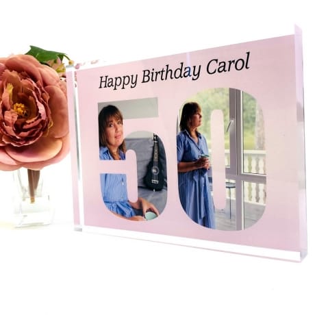 Personalised Photo Block Gift 50th Birthday