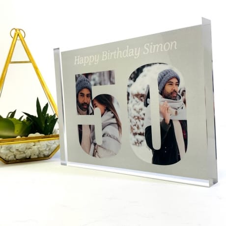 Personalised Photo Block Gift 50th Birthday