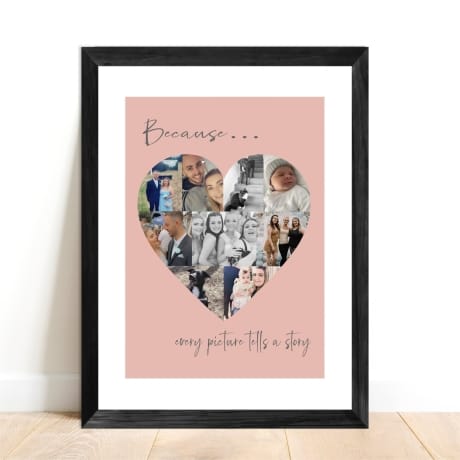 A3 Black frame - Heart collage