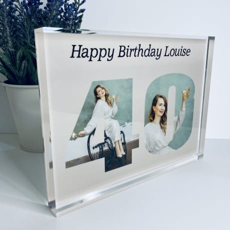 Personalised Photo Block  Gift - 40 Birthday