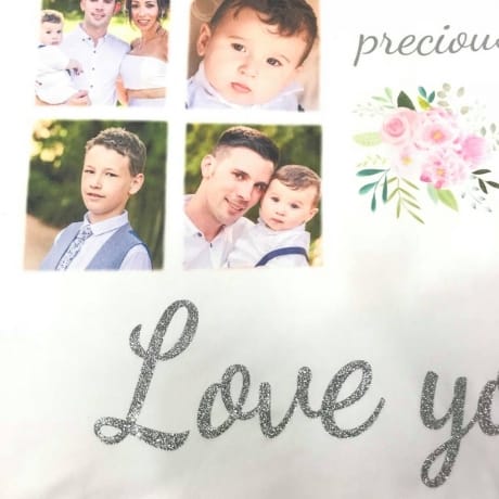 Personalised Photo blanket with additional Glitter text