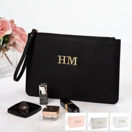 Personalised Black Luxury Clutch Bag