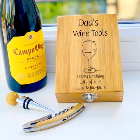 Personalised Wooden Wine Cork Gift Set Design 2