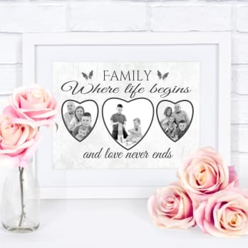 Framed personalised family collage