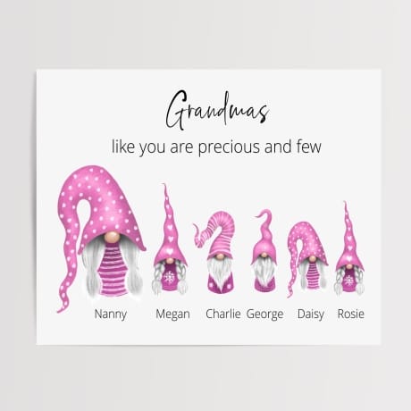 Personalised Gonk Family Print - Grandmas like you are precious and few