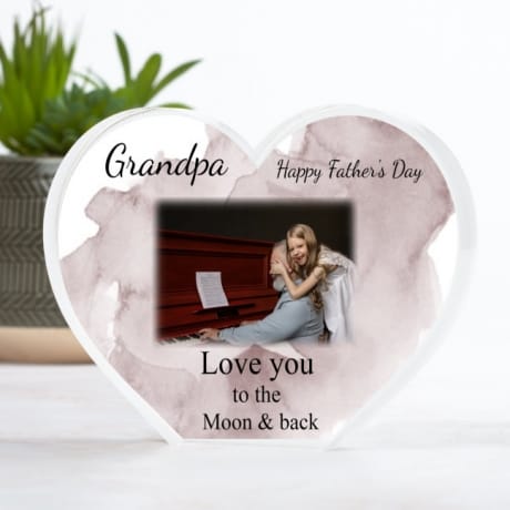 Personalised Acrylic Heart Photo Block - Father's Day 
