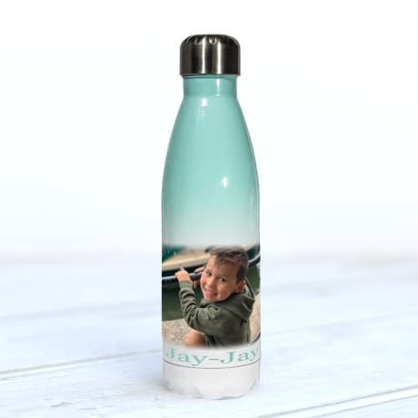 Personalised Green Water Bottle Photo