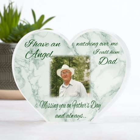 Personalised Father's Day Angel Heart Block