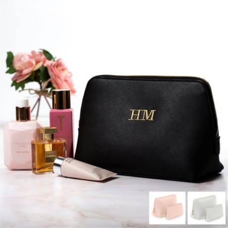 Personalised Black Luxury Large Wash Bag 