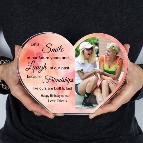Personalised Friend Heart Photo Block - Let's Smile 