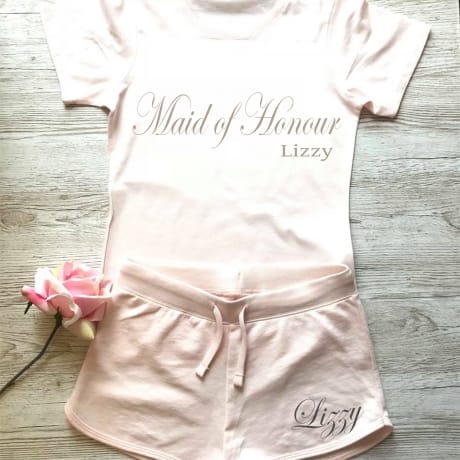 Wedding party personalised stylish lounge wear for the maid of honour