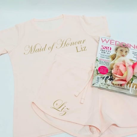 Wedding party personalised stylish lounge wear for the maid of honour