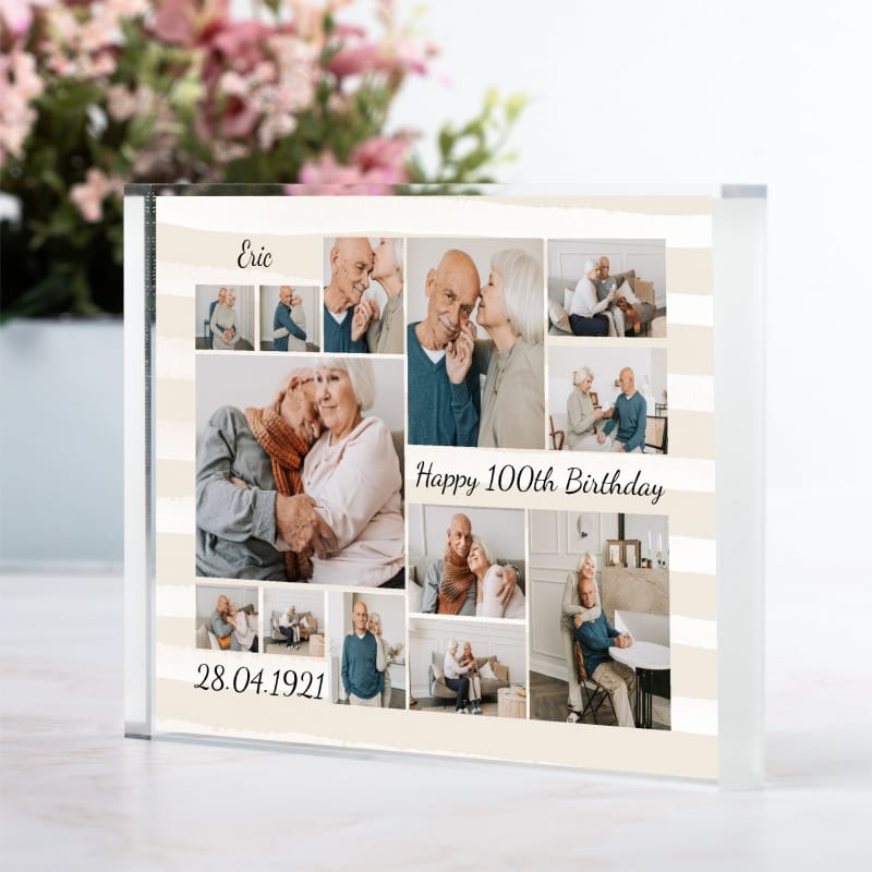 Age 100 Birthday Photo Block Collage