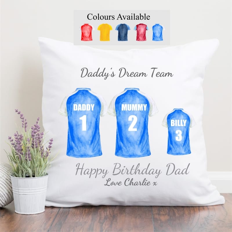 Personalised Family of 3 Football Team Cushion