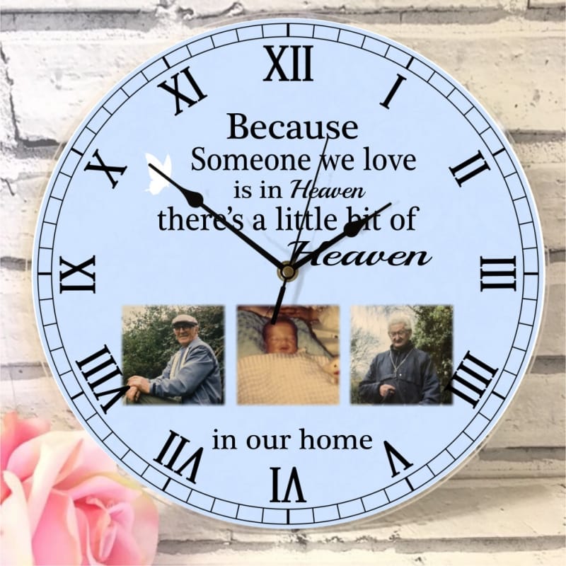 Personalised 3 photo remembrance clock