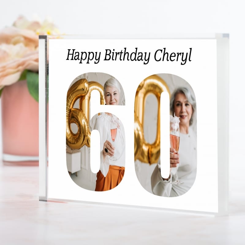 Personalised Photo Block Gift 60th Birthday
