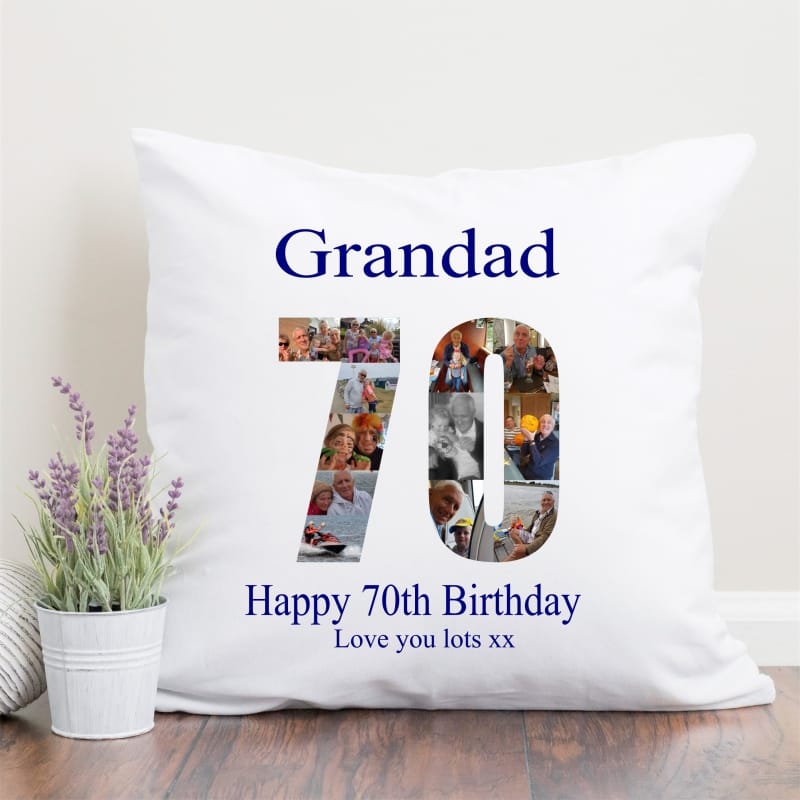 70 Birthday Photo Collage Cushion