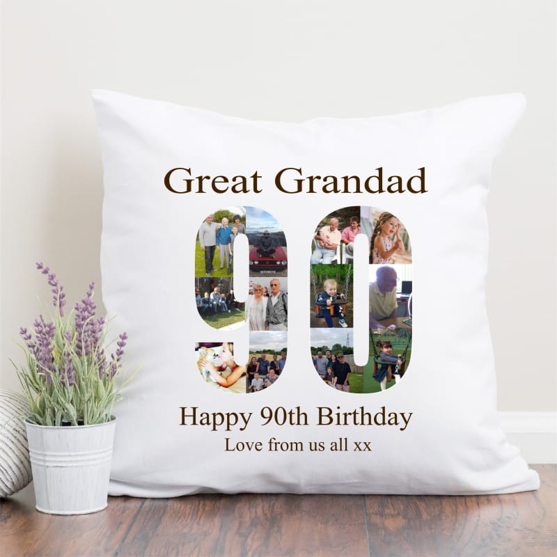 90 Birthday Photo Collage Cushion