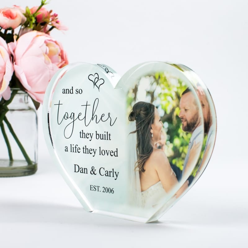  Personalised Acrylic Heart Photo Block - Together