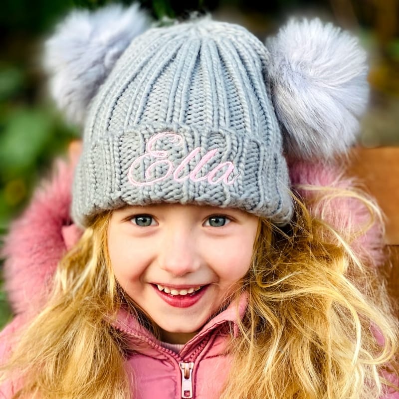 Personalised Twin Bobble Hats 