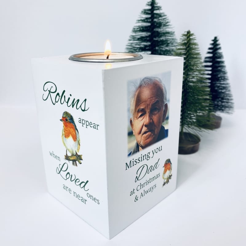 Tealight Holder - Missing You At Christmas Robin