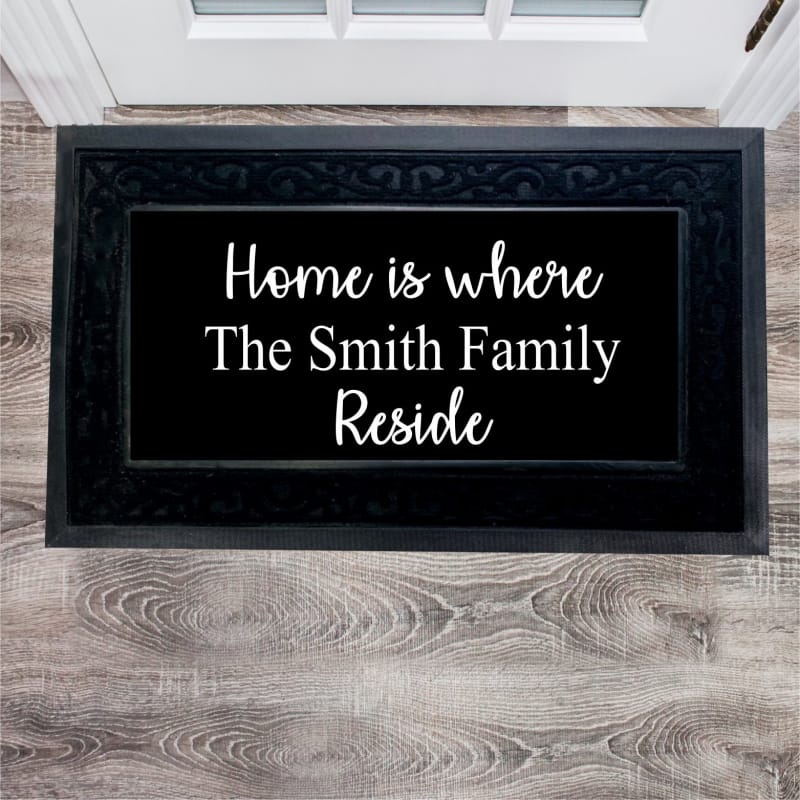Personalised Home is where the family reside doormat