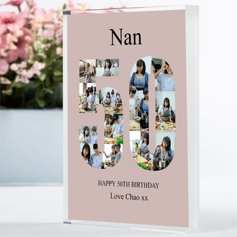 50 Birthday Photo Block Collage- Nan 