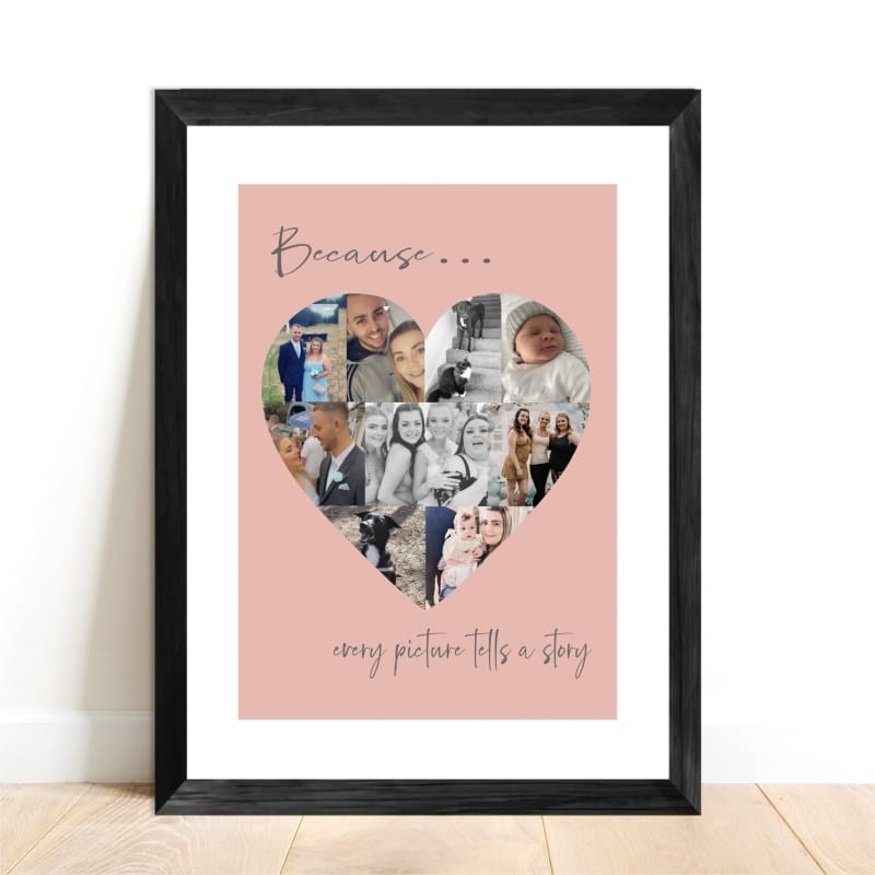 A3 Black frame - Heart collage