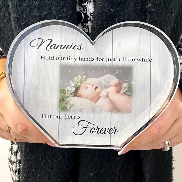 Personalised Acrylic Heart Photo Block - tiny hands 