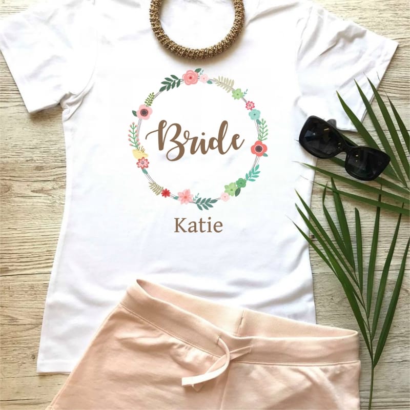 Wedding party personalised floral lounge wear for the Bride