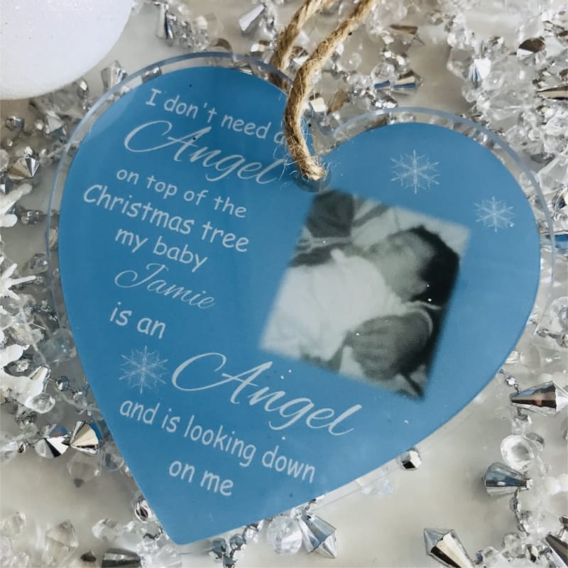 Personalised remembrance Christmas Angel heart