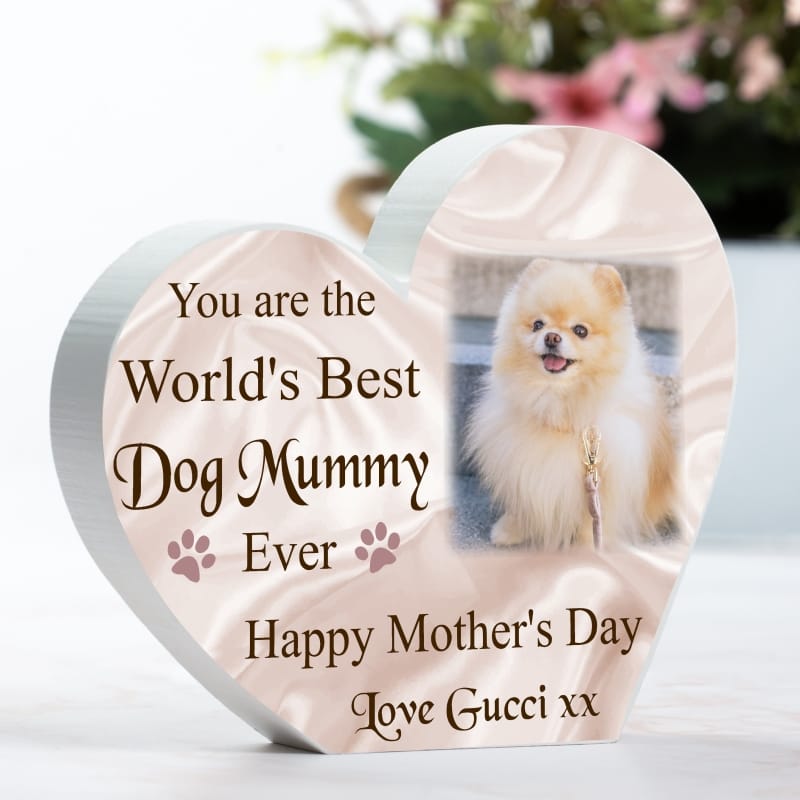 Mother's day Wooden Heart - Dog Mummy 