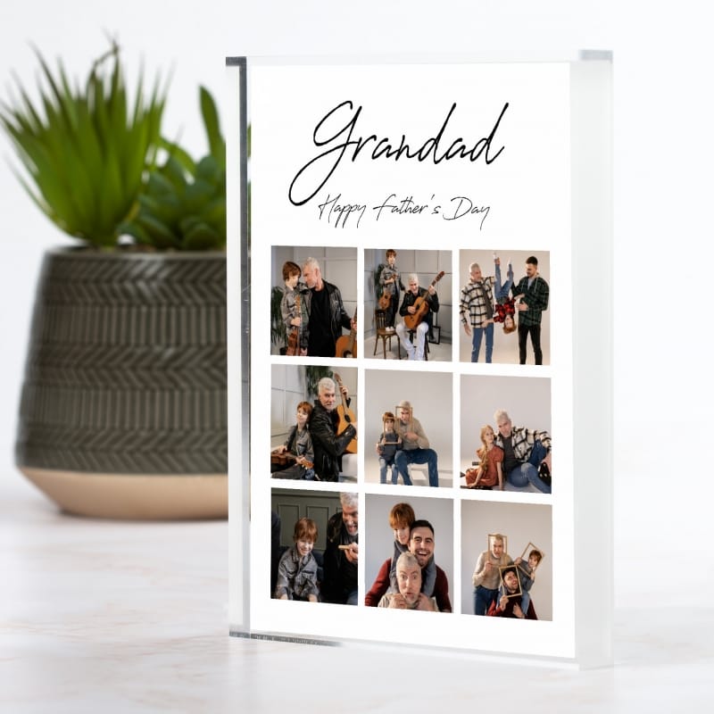 9 Photo Personalised Father's Day Photo Block 