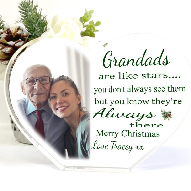Christmas Acrylic Heart Block -Grandads are like Stars 