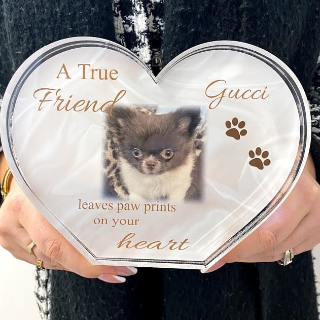 Personalised Acrylic Heart Photo Block -  A true friend