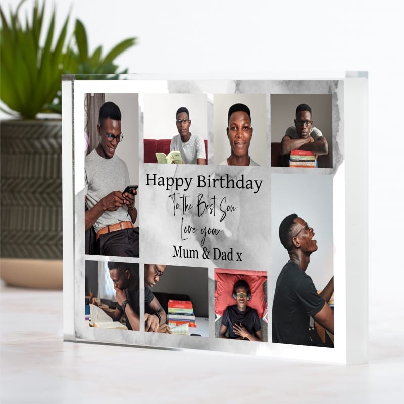 Son Birthday Collage Personalised Photo Block