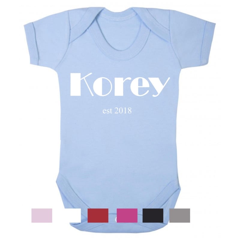 Personalised name and date bodysuit
