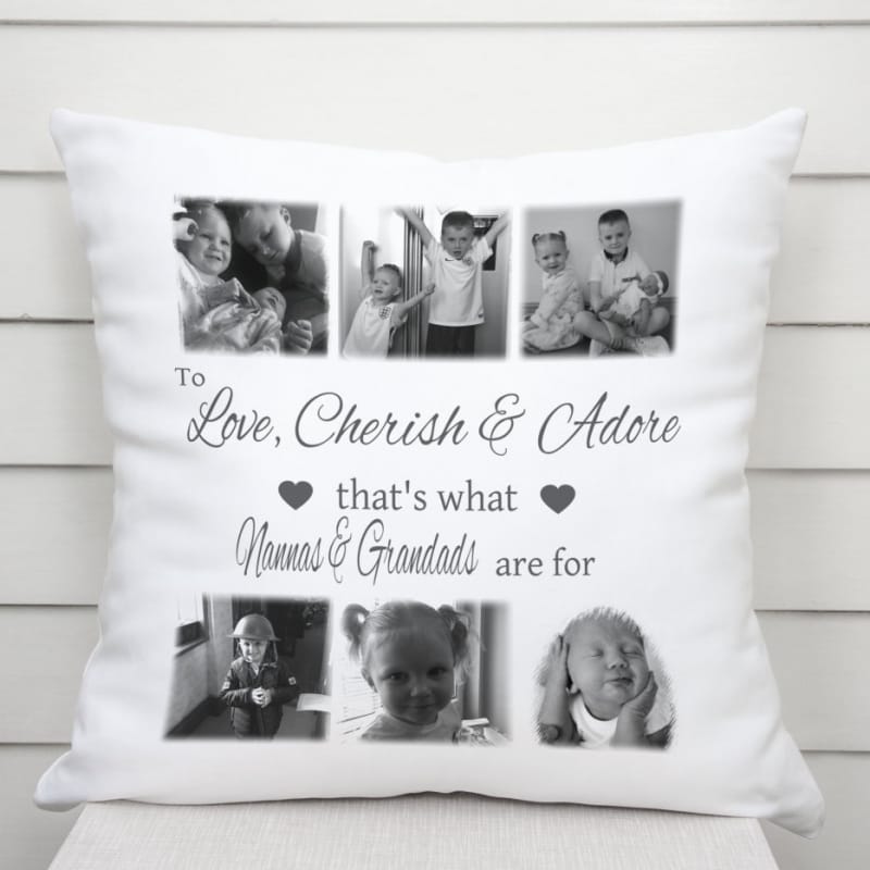 To love, cherish and adore personalised cushion