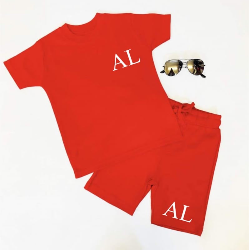 Embroidered, personalised short and T-shirt set