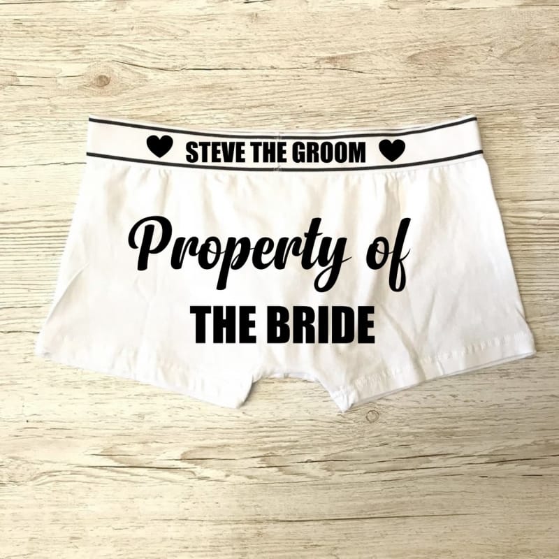Property of the Bride personalised wedding day boxers