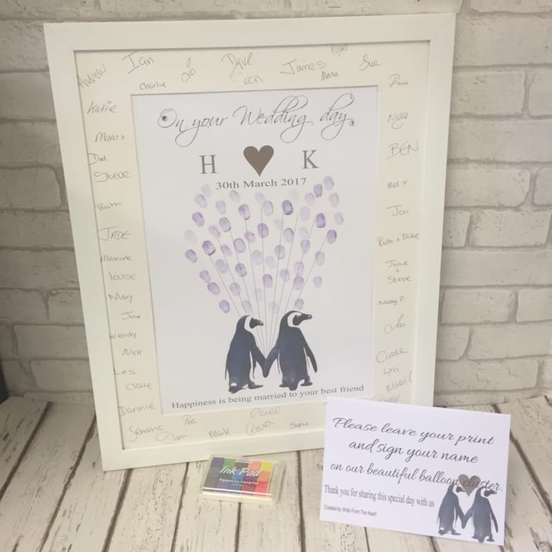 Finger print design: Wedding penguins 